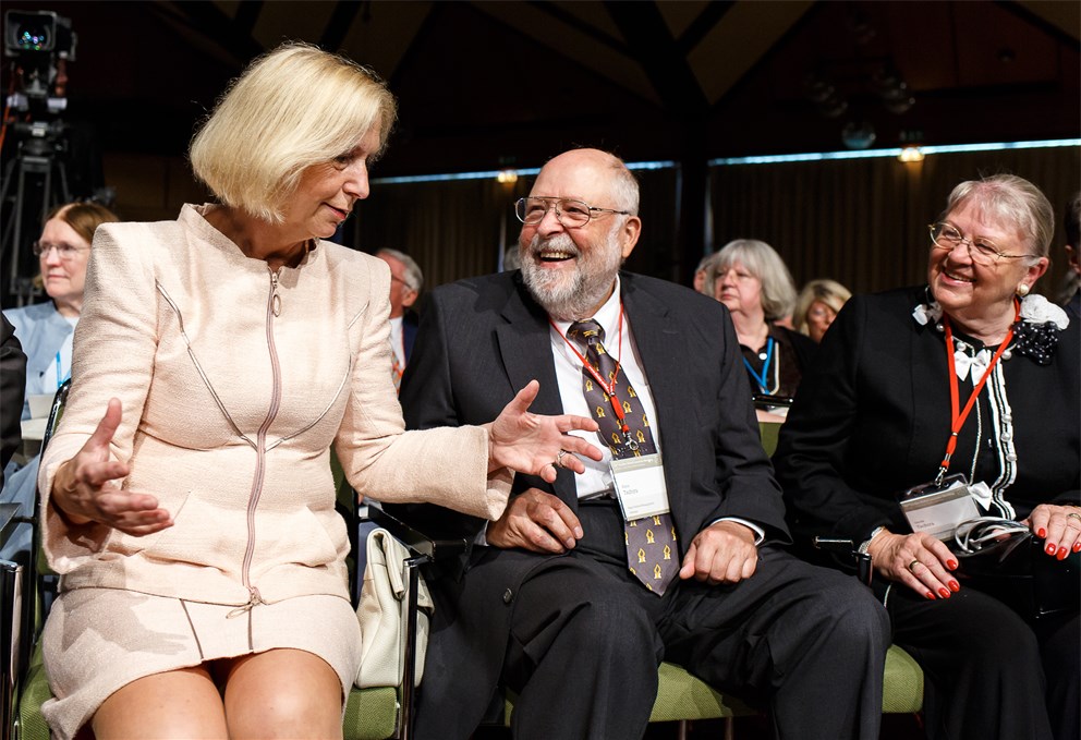 Federal Minister of Education and Research Johanna Wanka,Klaus Tschira and his wife at the Opening Ceremony.