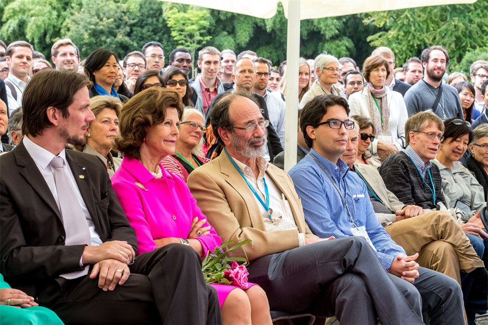 Queen Silvia of Sweden	attending the closing panel discussion on Mainau Island at the 5th Meeting on Economic Sciences.