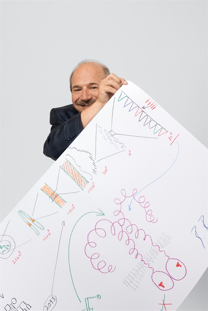 Bruce Beutler with his "Sketch of Science"