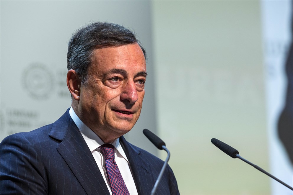Mario Draghi delivering his keynote adress at the opening ceremony 