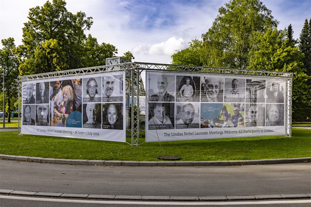 Gallery of the Nobel Laureates in front of the bridge to Lindau Island.
