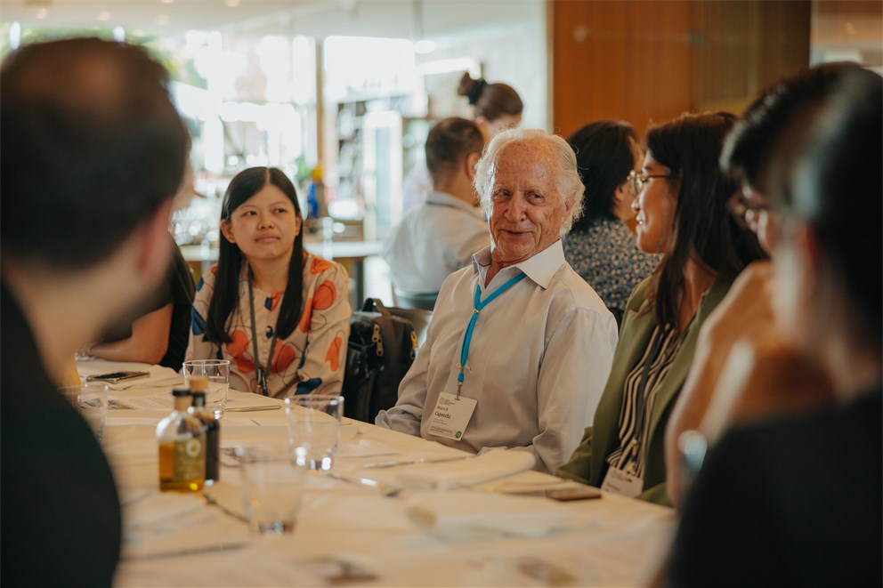 Young Scientists having lunch with Mario Capecchi