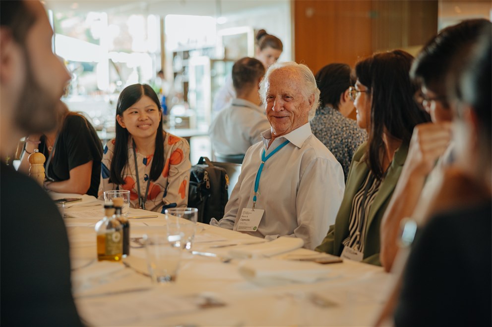 Young Scientists having lunch with Mario Capecchi